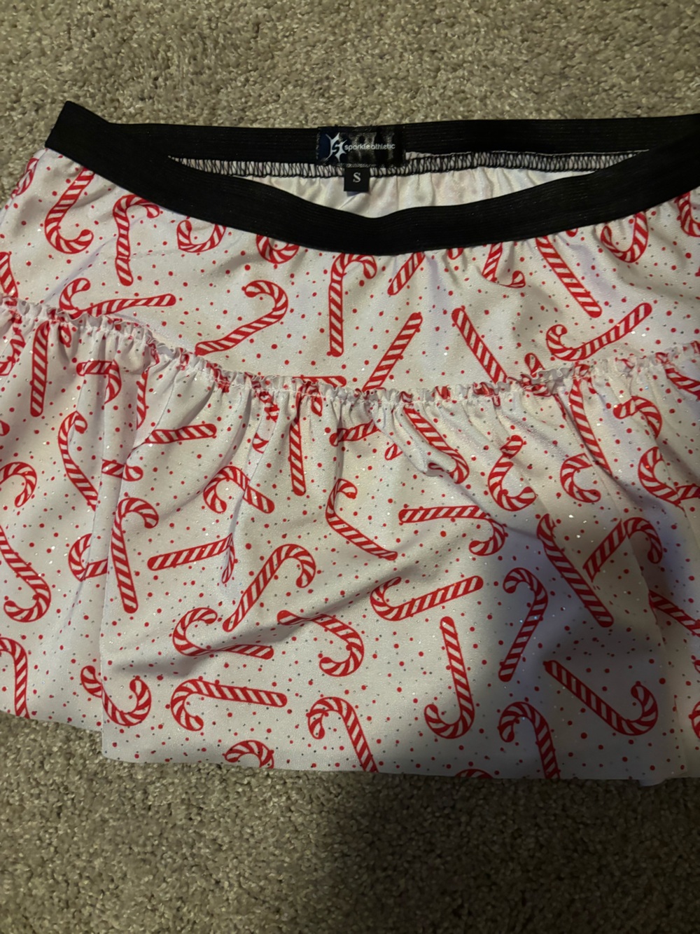 Sparkle Athletic- Festive Candy Cane Print Skirt - Red & White